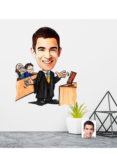 Kişiye Özel Bay Avukat Karikatürlü Duvar Sticker 50X70CM 3