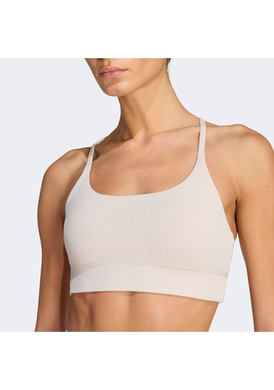 Adidas All Me Light Support Rib Long Line Kadın Bej Antrenman Bra Jz4959