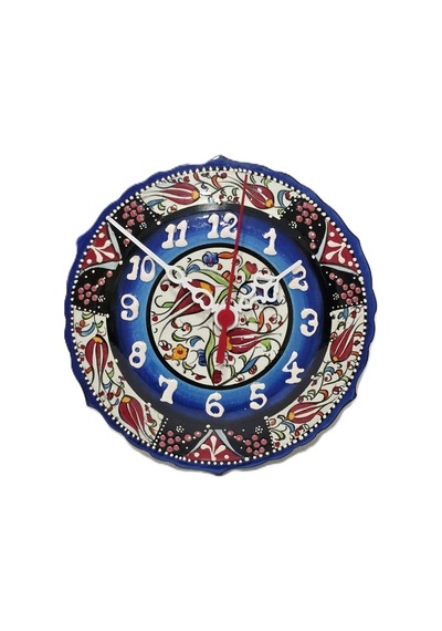 Çini Boyama Kabartma Duvar Saat 18cm - Çini Saat Çok Renkli 87586591