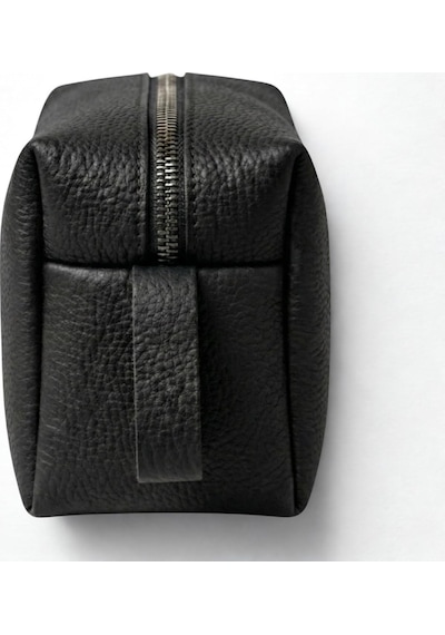 Deri Erkek Bakım Çantası Seyahat Organizeri Tıraş Çantası, Kişisel Bakım Ve Kozmetik Düzenleyici, Fermuarlı Geniş Hacimli Dopp Kit Siyah