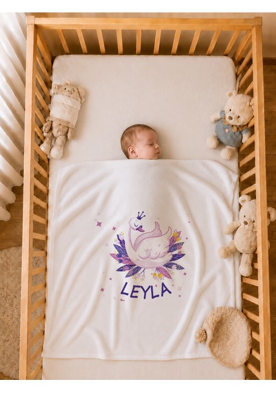 Pia Baby İsme Özel Kız Bebek Yenidoğan Hastane Çıkışı %100 Pamuk Organik Baskılı Battaniyeli Tulum Set 2072btyx Ekru