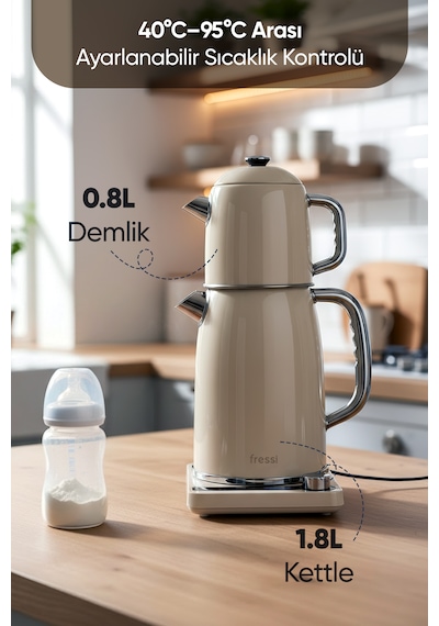 Fressi Dijital Standlı Çelik Çay Makinesi 2 In 1 Su Isıtıcısı & Çaycı Fr-cm26 Lavena