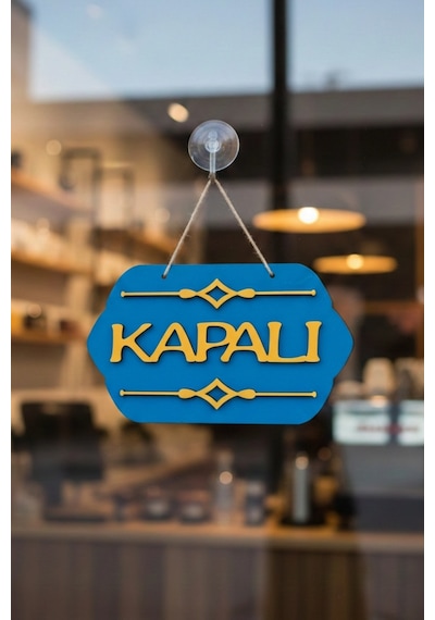 Turkuaz Ahşap Butik Açık/kapalı Tabelası - Akrilik Boyalı Özel Tasarım