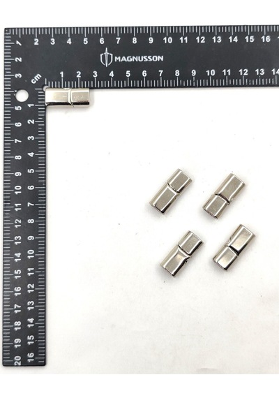 6x12 Mm Deri Bileklik Kiliti Oval Mıknatıslı Kilit 20 Adet 6 X 12 Mm / Gümüş Rengi