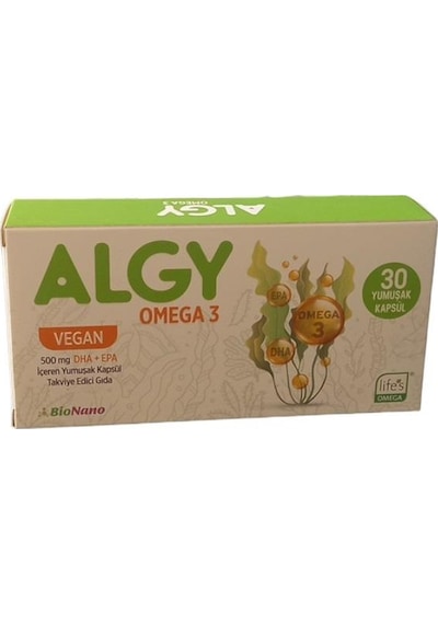 Algy Omega 3 Vegan 500 Mg Dha + Epa 30 Yumuşak Kapsül