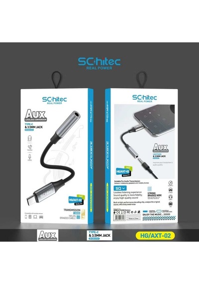 Schitec Type-c To 3.5mm Aux Dönüştürücü Adaptör Hifi Stereo Ses 10cm Siyah Hg/axt-02