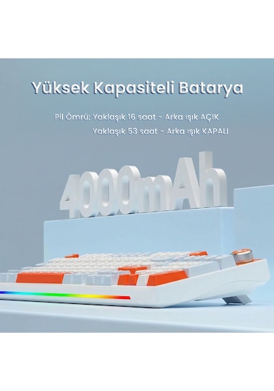 Aula S98 Pro 3 Modlu Rgb Hot Swap Mekanik Nimbus V3 Switch Kablosuz Makrolu Klavye Turuncu