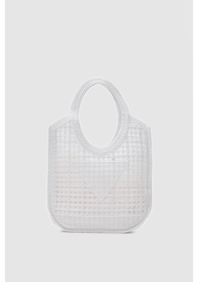 Shule Bags Vicolo Handmade Makrome Tote Çanta Beyaz Beyaz