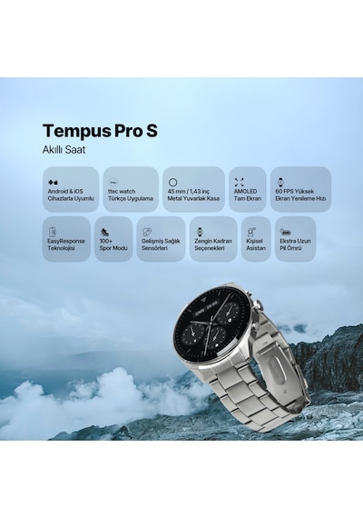 Ttec 2SW08 Tempus Pro S 45 MM Amoled Ekranlı Yuvarlak Metal Kasa