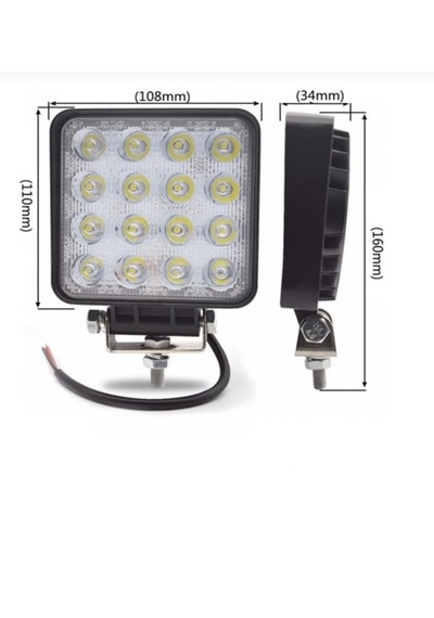 Carub 10 Adet Off Road Sis Lambası Çalışma Lambası 10-30v 48w 16 Led Kare