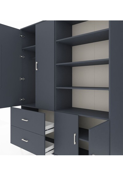 Hyperion Gardrop 7 Raflı 2 Çekmeceli Tek Askılı 176x44x221 Antrasit-antrasit Antrasit Hyperion Gardrop 7 Raflı 2 Çekmeceli Tek Askılı 176x44x221 Antrasit-antrasit Antrasit