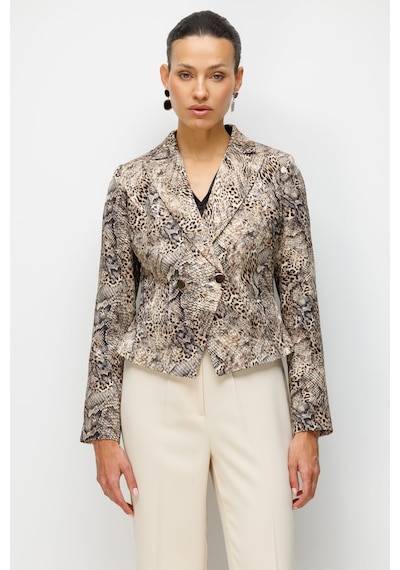 Ekol Kadın Leopar Desenli Crop Ceket 1050 Leopar LEOPAR