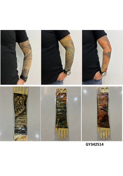 Giyilebilir Dövme 3 Çift 6 Adet Kol Çorap Dövmesi Sleeve Tattoo Set9