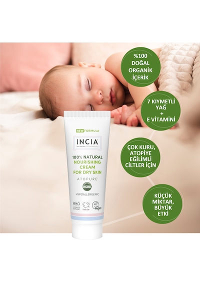 Incıa Atopure %100 Doğal Atopiğe Eğilimli Ciltler İçin Krem Çok Kuru Ciltler İçin Yalancı İğde Yağı 60 Ml
