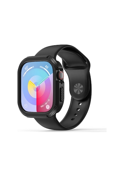 Kilifone - Apple Uyumlu Watch 10 46mm - Kasa Koruyucu Silikon Tpu Watch Gard 17 - Siyah