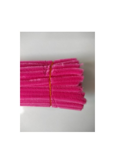25 Adet Koyu Pembe Şönil, Çiçek Yapımına Uygun Tüylü Tel, 30 Cm 6 Mm