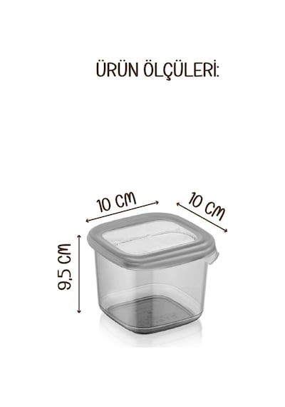 Vienev Peggy Renkli Etiketli Kaşıklı Kare Baharatlık Saklama Kabı Antrasit 0.55 L 12'li