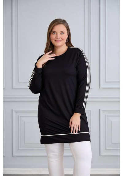 Esra Butik78 Kristal Kumaş Şerit Detaylı Tesettür Tunik 90 Cm Rahat Kalıp Günlük Şık Tunik Siyah Esra Butik78 Kristal Kumaş Şerit Detaylı Tesettür Tunik 90 Cm Rahat Kalıp Günlük Şık Tunik Siyah
