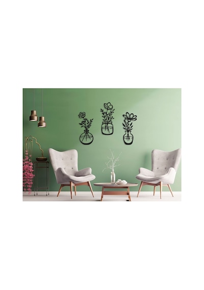 Decovista Ev Ofis Mutfak Ve Banyo Için Ahşap Dekoratif Duvar Vazo Çiçekler Vase 35x15cm