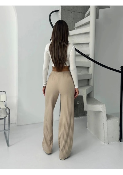 Kazax Fitilli Şardonlu Pantolon Bej A4058 Bej