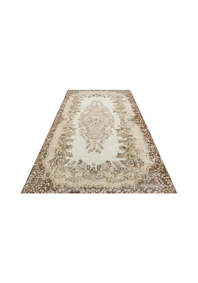 Krem Gerçek El Dokuma Eskitme Halı 170x274
