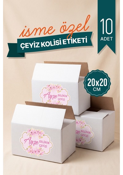 Kişiye Özel İsimli Çeyiz Kolisi Etiketi 20x20 Cm Diğer
