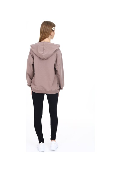 Toontoy Kız Çocuk 2'li Takım Baskılı Kapüşonlu Düşük Omuz Sweatshirt & Basic Düz Tayt Kahverengi Toontoy Kız Çocuk 2'li Takım Baskılı Kapüşonlu Düşük Omuz Sweatshirt & Basic Düz Tayt Kahverengi