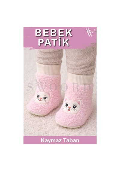 Swoord Peluş Astarlı Ve Yüzeyli Kaydırmaz Taban Çocuk Patik Çocuk Panduf Pembe