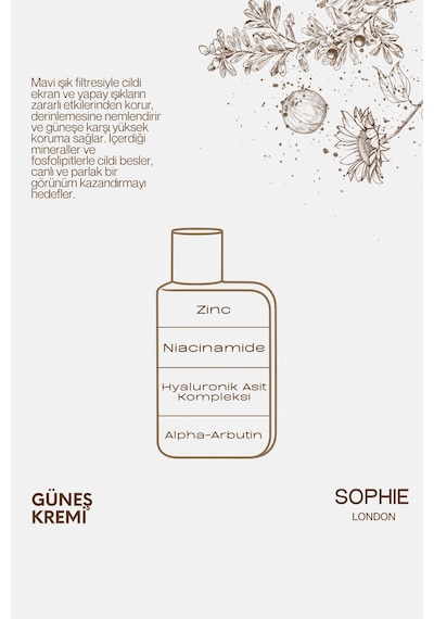 Sophie Cosmetics London Güneş Kremi SPF50+ 50 ML