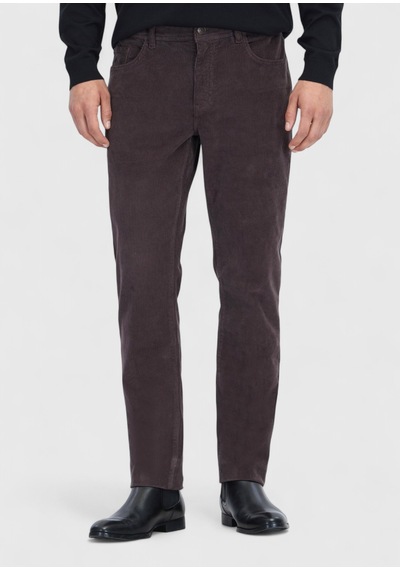 Ramsey Mürdüm Düz Dokuma Slim Fit Kadife Casual Pamuk Karışımlı Pantolon