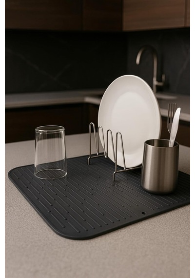 Tanemce Silikon Bulaşık Kurutma Matı Su Toplamaz Kaydırmaz Bulaşıklık Tencere Altlığı 40x31 Cm Diğer