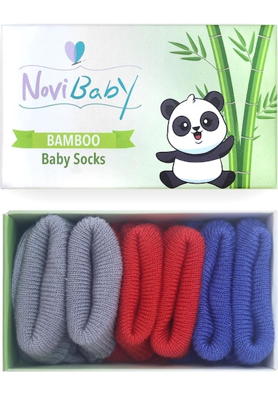 Novibaby 3'lü Bambu Yenidoğan Bebek Çorabı I Winter Mix I 0-6 ay "Karışık Renkli"