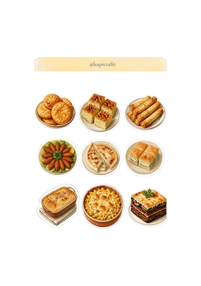 6 Sayfa Tarifler Temalı Sticker Seti Yemek Sticker Tarif Ajanda Scrapbook Journal - 937688399 Diğer