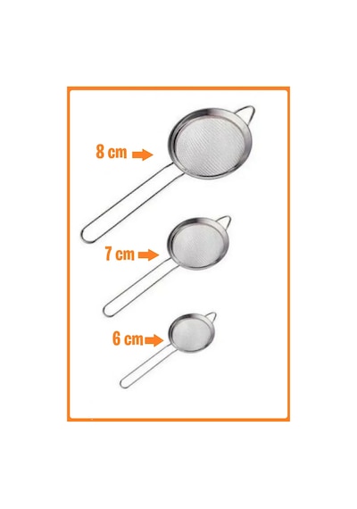 Paslanmaz Çelik Çay Süzgeç Seti 3'lü, 6-7-8 Cm Paslanmaz Çelik Diğer