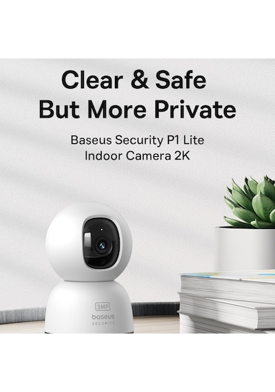 Baseus Security P1 Lite Adaptörsüz 3mp İç Mekan Akıllı Wifi Güvenlik Kamerası Beyaz