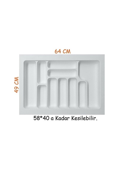 S-2288 Çekmece Içi Plastik Kaşıklık 70 Cm Beyaz Antrasit - Gri