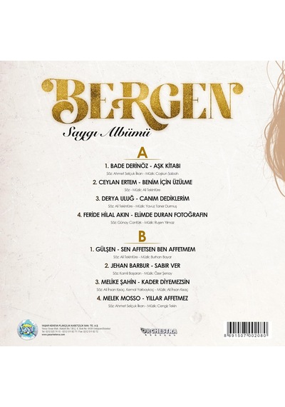 Bergen Saygı Albümü Plak Çeşitli Sanatçılar Bade Derinöz, Ceylan Ertem, Derya Uluğ, Feride Hilal Akın, Gülşen, Jehan Barbur, Melek Mosso, Melike Şahin Lp