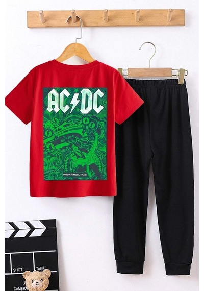 Uyguntarz Çocuk Acdc Alt - Üst Eşofman Takımı Kırmızı