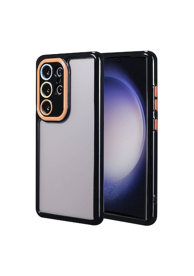 Zore Samsung Galaxy Uyumlu S23 Ultra Kılıf Kamera Korumalı Renkli Kenar Ve Çerçeve Tasarımlı Nvth Vitamin Kapak-siyah