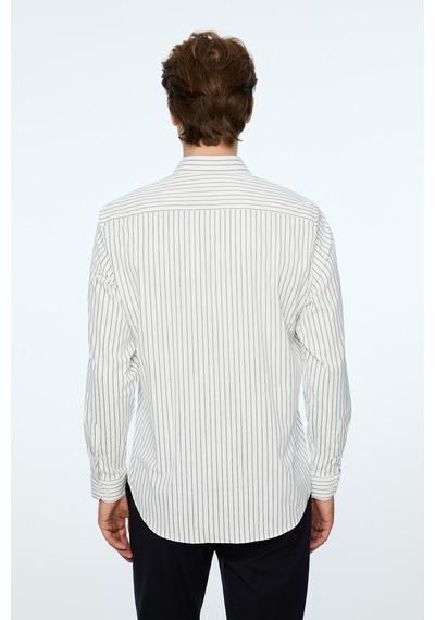 Morven Erkek Lacivert Trend Çizgili Slim Fit İtalyan Yaka Gömlek 26mc004063200 Lacivert