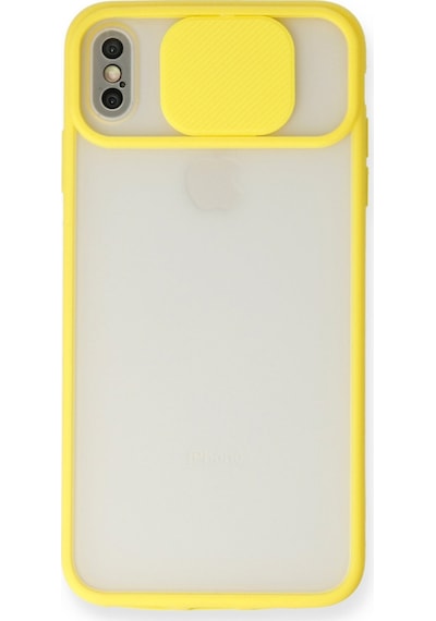 Apple iPhone  Uyumlu,  X Kılıf Palm Buzlu Kamera Sürgülü Silikon - Sarı