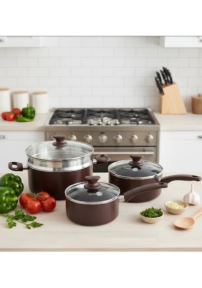 Greenpan Cambridge Red 3 Lü Tencere Seti 16 Cm 20 Cm 24 Cm + 24 Cm Buharda Pişirici Bordo