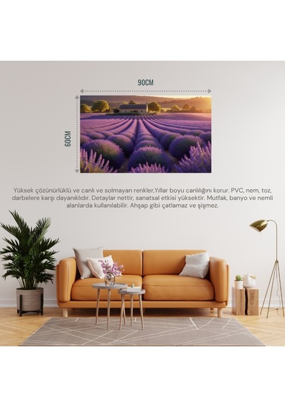Doğa Ve Manzara Yatay Ufka Doğru Uzanan Lavanta Tarlaları 01 Çerçevesiz 90x60cm Pvc Tablo