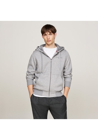 Tommy Hilfiger Fermuarlı Kapşonlu Sweatshirt Gri
