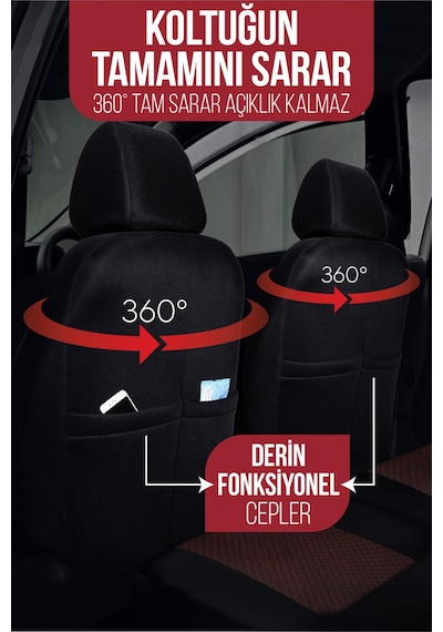 Smrautoaccessory Pam Serisi Oto Koltuk Kılıfı Bordo