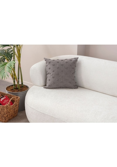 Swita Home Dekoratif Puantiye Keten Kumaşlı Kırlent Kılıfı 43x43 Gri