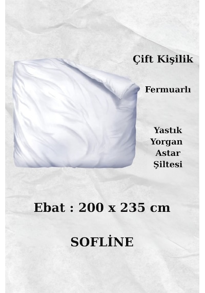 Pamuklu Beyaz Fermuarlı Yorgan Kılıfı Çift Kişilik 200x235 Cm Şilte Koruyucu, Dayanıklı Kumaş Beyaz
