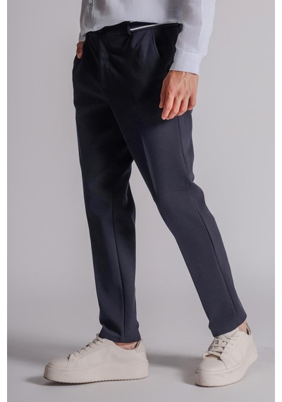 Braccas Erkek Yandan Cepli Beli Ribanalı Slim Fit Chino Pantolon Lacivert Lacivert