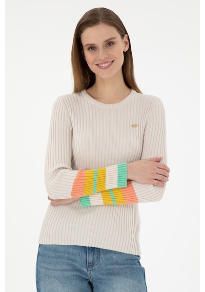 U.S. Polo Assn. Kadın Krem Bisiklet Yaka Kazak 50297099-VR071