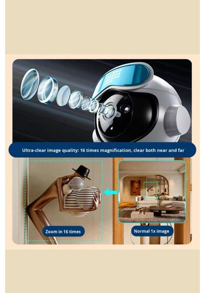 Akıllı Robot Ip Kamera 4k Ultra Hd 360 Dönebilen Gece Görüşlü Akıllı Wifi Ev Güvenlik Kamerası